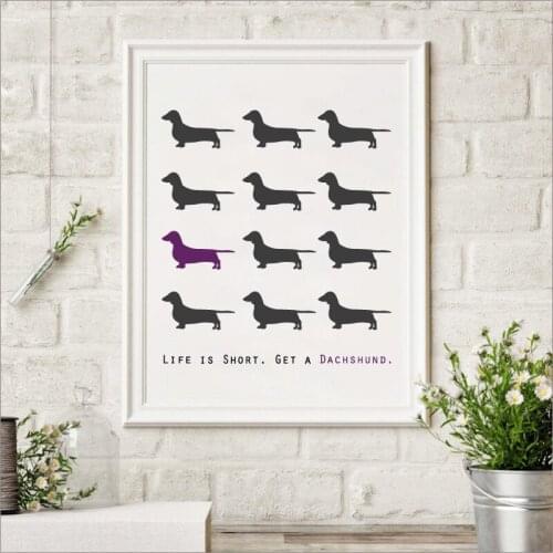 Dachshund dog canvas art print painting poster, smoked sausage sausage dog wall picture for home decoration wall decoration