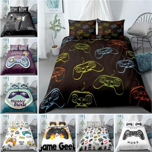 Gamepad Bedding Set Various Sizes Duvet Cover Cartoon Painting Handle Comforter Bed Cover Set Soft Microfiber Bedclothes 3pcs