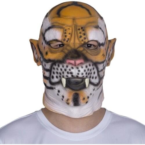 Cheetah Mask Animal Fancy Dress Party Tiger Latex Headgear Adults Wild Zoo Carnival Party Costume Props