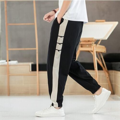 Men Summer Long Pants Large Size Elastic Waist Harem Pants Teenagers Trendy Harajuku Trousers Plus Size M-8XL
