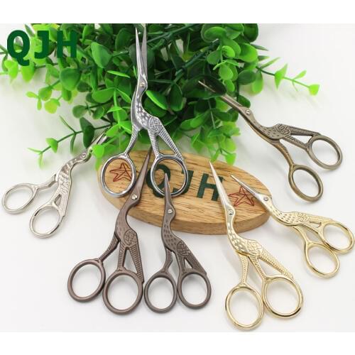 QJH 1pcs Cross stitch scissors Retro Vintage Antique Sewing Tailor Thin Scissor DIY Home crafts Cloth trim shear trim