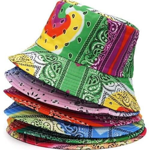 2021 Fashoin Bucket Hat For Women Men Cashew Floral Vintage Fisherman Cap Street Hip Hop Panama Bob Sun Hat