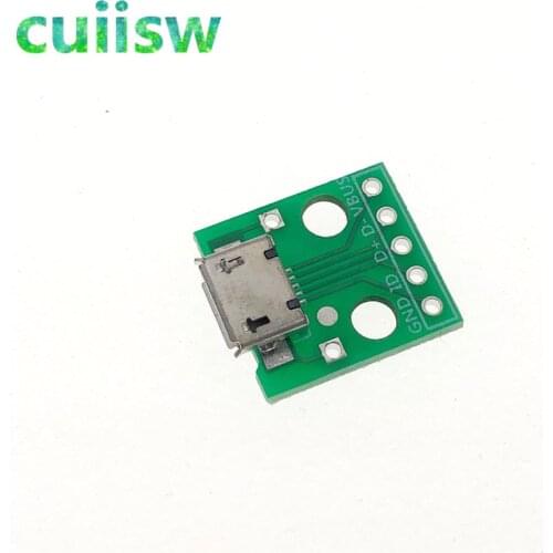 Cuiisw 10pcs MICRO USB to DIP Adapter 5pin female connector B type pcb converter