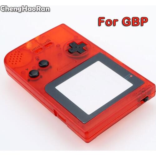 ChengHaoRan Full Case Cover Housing Shell Replacement for GameBoy Pocket Game Console for GBP Clear Red Shell Case w/Buttons Kit
