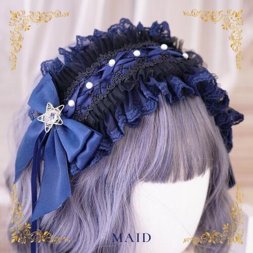 Reach for The Stars Handmade Headwear Bow Hairband KC Hair Ribbon Organza Lace Headband Lolita Original Design Cute