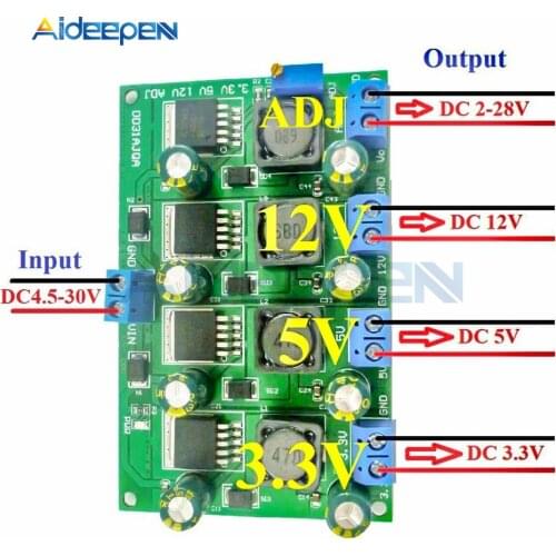 DC-DC Step-down Power Supply Module 3A Adjustable Step-down Buck Converter Voltage Regulator DC 4.5-30V to DC 3.3V 5V 12V