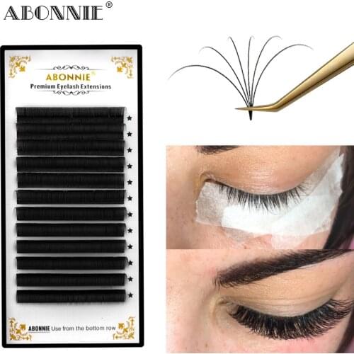 Abonnie Easy Fanning Mink Individual Mix Tray Silk Volume Eyelash Extension 22mm PreMade Russian Lashes