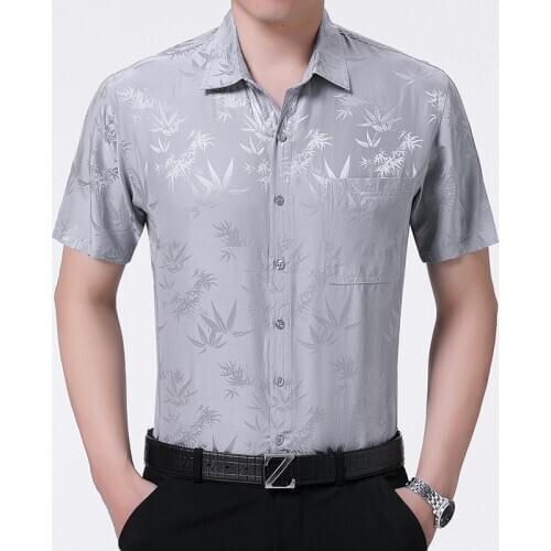 Summer 2020 200% New Silk Dress White Short Sleeve Shirt Formal Shirts for Men High Quality Gentlemen Camisas KJ2262