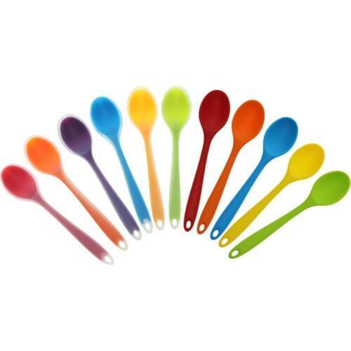 Dinner Table Soup Spoon Silicone Tablespoon Long Handle Flatware 20.5x4.5cm