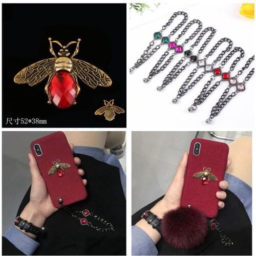 Retro Crystal Rhinestone Bee Jewelry Making Supplies Handmade DIY Materials Hairball Charms Phone Case Bracelet Hair Accessories