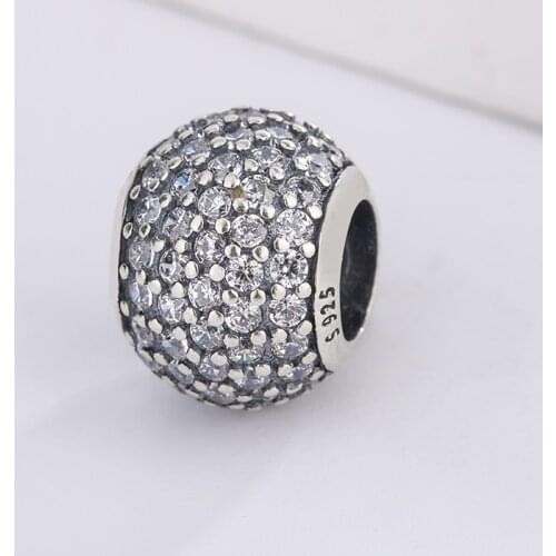 High Quality 925 Sterling Silver White Zirconia Round Inlaid Diamond Pendant Charm Bracelet Necklace Diy Jewelry Fits Pandora