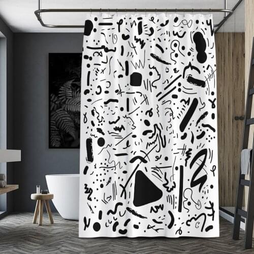 Bohemia Abstract Black Print Shower Curtain Waterproof Rectangle Bathing Shower Curtain Bathroom Insulation Cortina De La Ducha