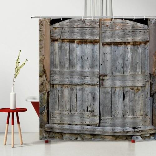 Retro Shower Curtain Wood Grain Door Bedroom Decoration Bathroom Curtain Decorative Flower Curtains On The Windows