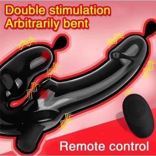10 Speed Strapless Strap-on Dildo Vibrator for Couples Wireless Remote Women Double Vibrating Lesbian G Spot Adult Sex Toys