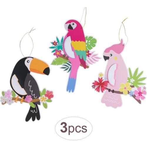 3 Pieces Tropical Birds Honeycomb Parrot Tissue Ball Hawaiian Summer Beach Tiki Bar Luau Party Home Classroom Hanging Decoration