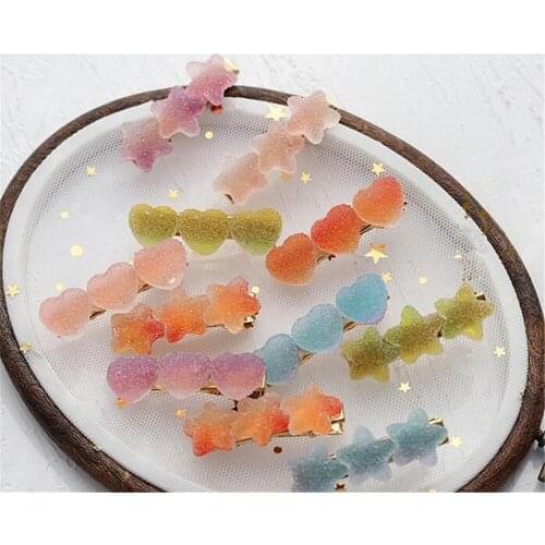 Kawaii Lolita girl Sweet Heart star Candy Color Hair Clip Hairpin Hair Accessories B1314