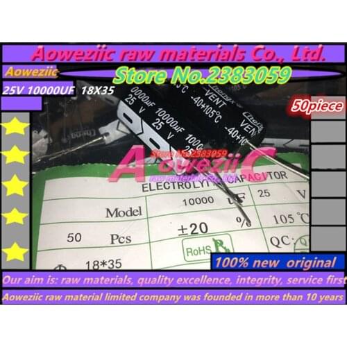 Aoweziic (50 PCS) Ruby 25V 10000UF volume electrolytic capacitor 10000UF 25V 18*35
