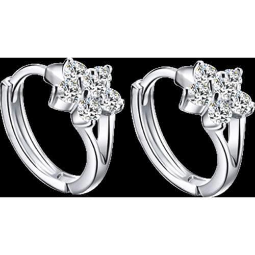 2017 Free shipping jewelry 925 sterling silver petals slightly inlay zircon silver earrings Han edition petals zircon earrings