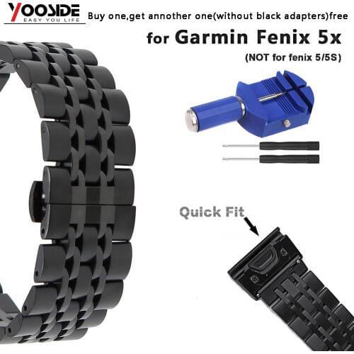 Stainless Steel Quick Fit Quick Replacement Stainless Steel Watch Bands Strap for Garmin Fenix 5X/Fenix 3/Fenix 3 HR / D2/Mk1