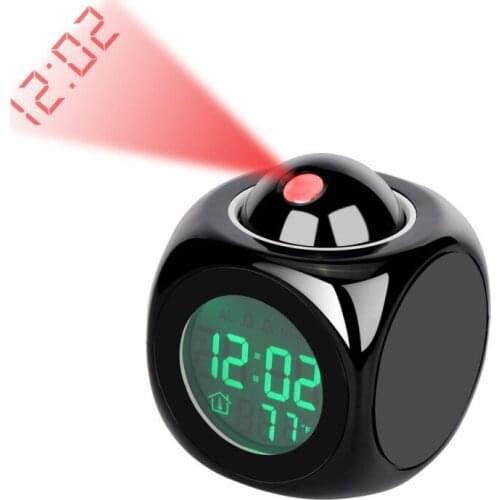 Clock Timer Household Attention Projection Digital Weather LCD Snooze Clock Bell Alarm Display Backlight LED Projector Home