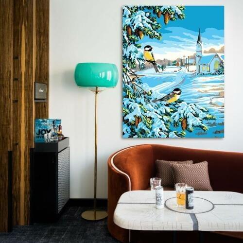 Diy digital painting Snow digital paint by numbers modular painting coloring by numbers home decor for living room