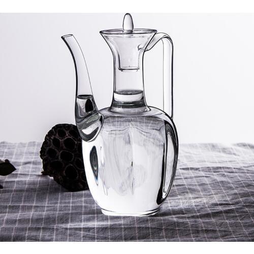550ML High Borosilicate Glass Hip Flask with Handle White Wine Galss Flagon Wine Pot for Wine Sake Whiskey Tea Bar Party