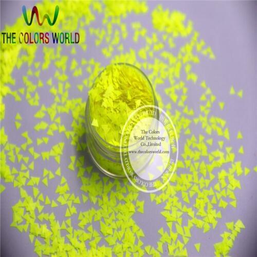 IN-A Solvent Resistant Neon Lemon Yellow Color Triangle Shape Glitter for Nail Polish and DIY decoration 1Pack =50g