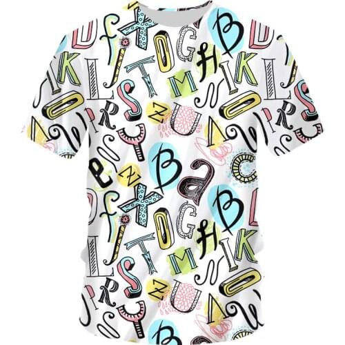 IFPD 3D Funny Printed T Shirts Casual Hip-hop Style Cartoon Letters Short Sleeve Shirt Men Women Streetwear T-shirt Oversized