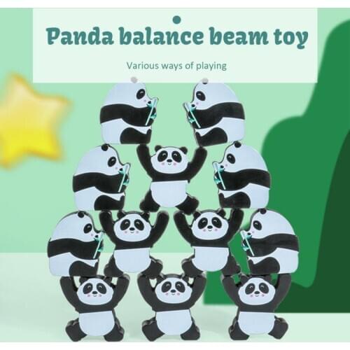 NEW Montessori 12PCS Wooden Panda Cartoon Balance Game Toy Kid Early Learning Stack Balancing Block Educational Toy For Children