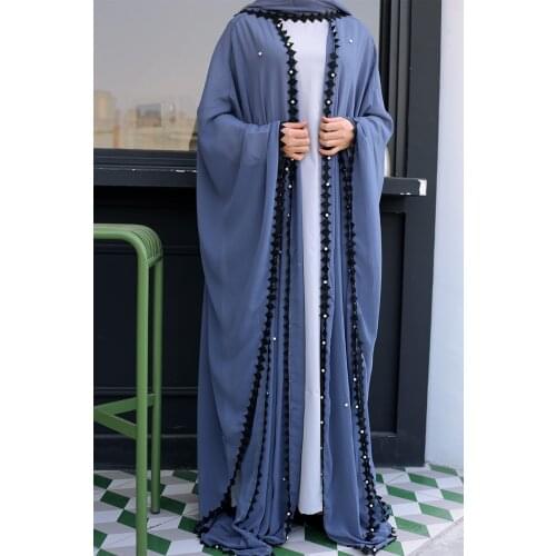 Islamic Women Open Cardigan Batwing Sleeve Dubai Muslim Long Maxi Cocktail Party Dress Loose Abaya Robe Kaftan Jilbab Arab Gown