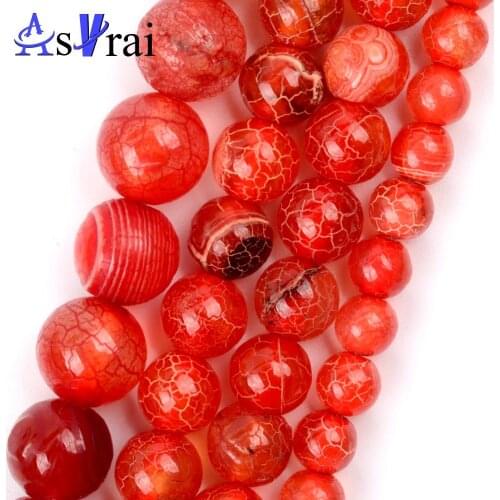 6 8 10mm Stone Beads Red Dragon Veins Agates Round Loose Spacer Beads For Jewelry Making DIY Bracelet Necklace Accessories 15"