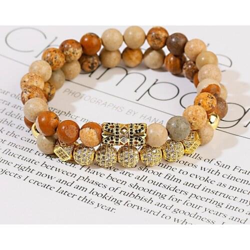 Classic Micro Pave CZ 8mm Ball Charms Bracelets Sets Jewelry Bileklik 2020 Beads Stone Bracelet For Women 2Piece/Set