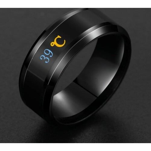 Smart Sensor Body Temperature Ring Stainless Steel Fashion Display Real-time Temperature Test Finger Ring