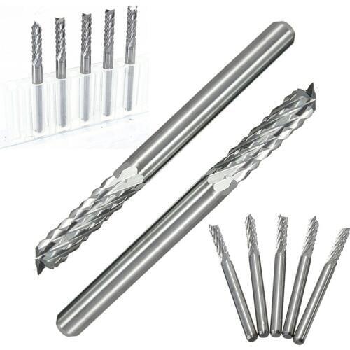 5Pcs End Milling Cutter Tool Drill Bit 3.175mm Shank 3mm Cutting Dia Tungsten Carbide PCB For Cutting And Hook Slot