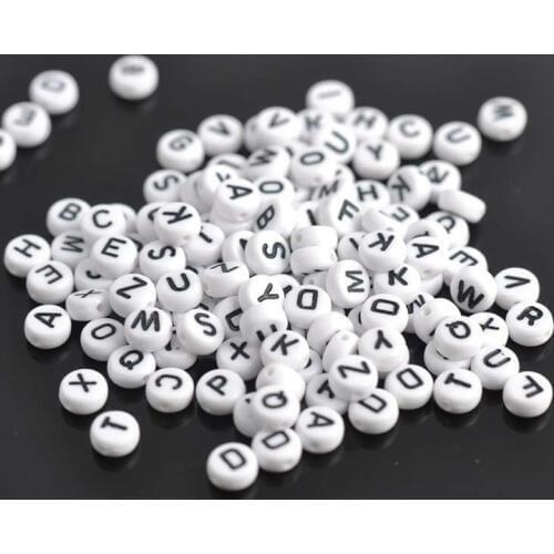 20 color can choose Mixed White Black Alphabet Letter Acrylic Cube Round Spacer Beads For Jewelry Making DIY 100PCs