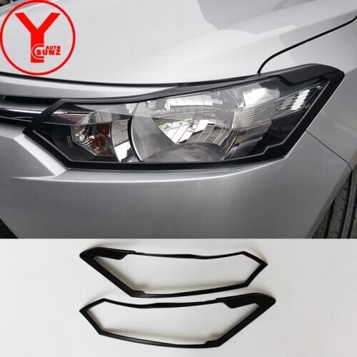 Head light cover For Toyota Vios 2014 2015 2016 Black ABS headlight parts front lamp cover car accessories for vios 2016 YCSUNZ