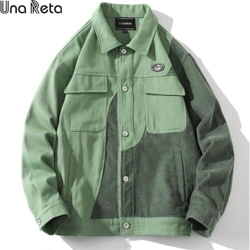 Una Reta Denim Jacket Harajuku Spring Autumn Men Clothing Long Sleeve Patchwork Mens Coat Streetwear Plus Size Jackets Men