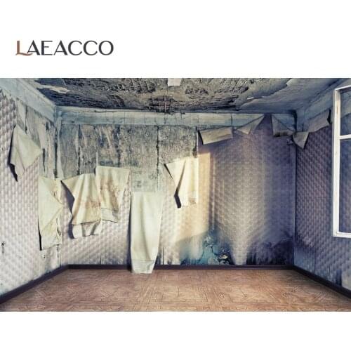 Laeacco Grunge Empty Room Deserted Wall Interior Floor Photographic Background Photography Backdrop Photozone Photo Studio