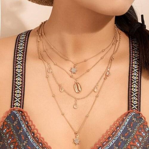 Multilayer Necklace Pendant Bohemian Shell Crystal Jewelry Accessories Wholesale