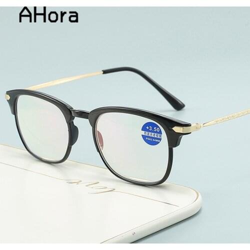 Ahora Retro Men Square Reading Glasses Anti Blue Light Blocking Presbyopia Eyeglasses Eyewear +1.00 +1.50 +2.00 +2.50 Degree