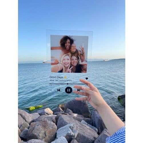 Personalized Gift Glass Art First Anniversary Gift For Boyfriend Custom Album Cover Music Plaque Personalize Gift With Photo