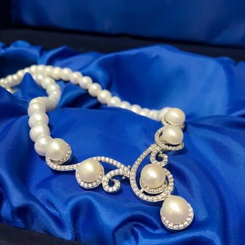 Genuine Freshwater Pearl Choker Silver Necklace Gold Model