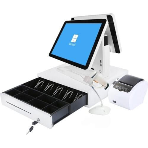 15 inch dual screen POS touch screen all in one whole set restaurant pos system