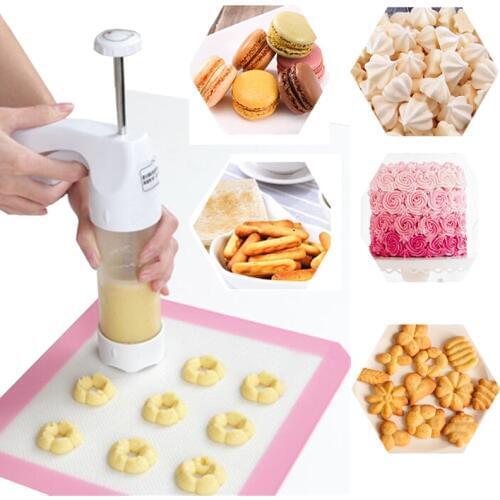 Baking Pastry Tools Cookie Mold Press Gun , 12 Flower Mold + 6 Pastry Tips Biscuit Cookie Cutter DIY Cake Cookies Making Machin