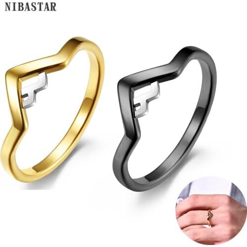 NIBASTAR V Shape Simple Thin Ring For Women Men Slim Knuckle Rings Stainless Steel Minimalist Jewelry For Female Party Accessor