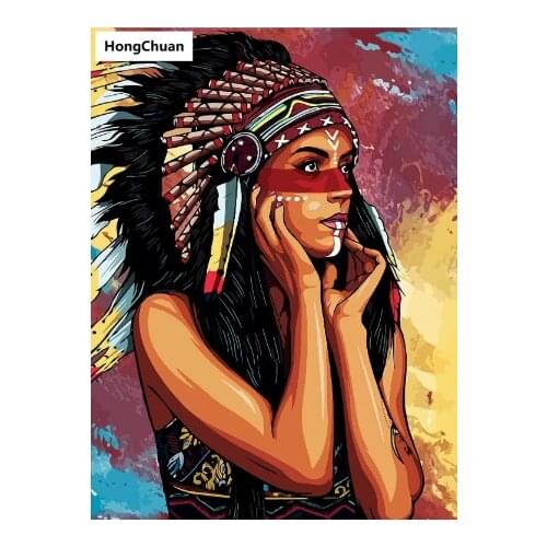 Tribal beauty 5D DIY full diamond round/square cartoon diamond embroidery mosaic cross stitch diamond painting mural, New Year