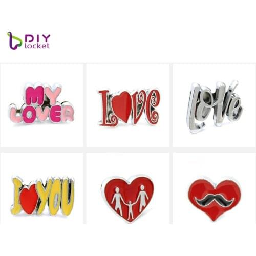 10pc Beautiful 8mm Love Slide Charms Zinc Alloy Heart Slide Charms Jewelry Fit Wristband Bracelet LSSC420-479