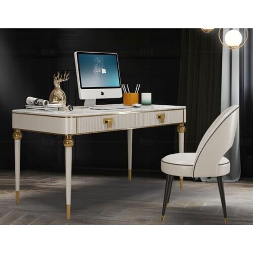 Light luxury study desk simple Italian style post-modern model room custom furniture marble two person home computer table