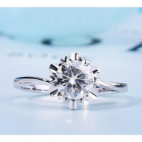Solid 18K White Gold Au750 1Ct 6.5mm Round Brilliant Cut Moissanites Ring Engagment Solarite Ring For Women