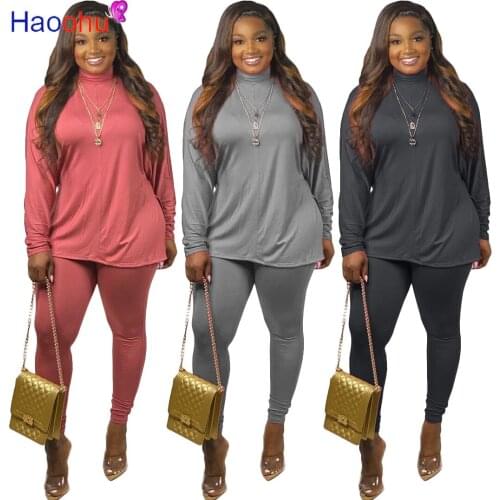 HAOOHU High Streetwear Womens Set Two Piece Set Turtleneck Long Sleeve Tops Pencil Pants Suit Tracksuit Matching Set Outfit